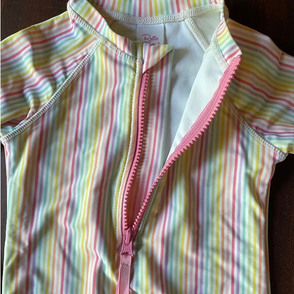 Girls Swimsuit Ruffle Butts One-piece Long-sleeve Pink Blue White Size 3T EUC - Picture 8 of 11